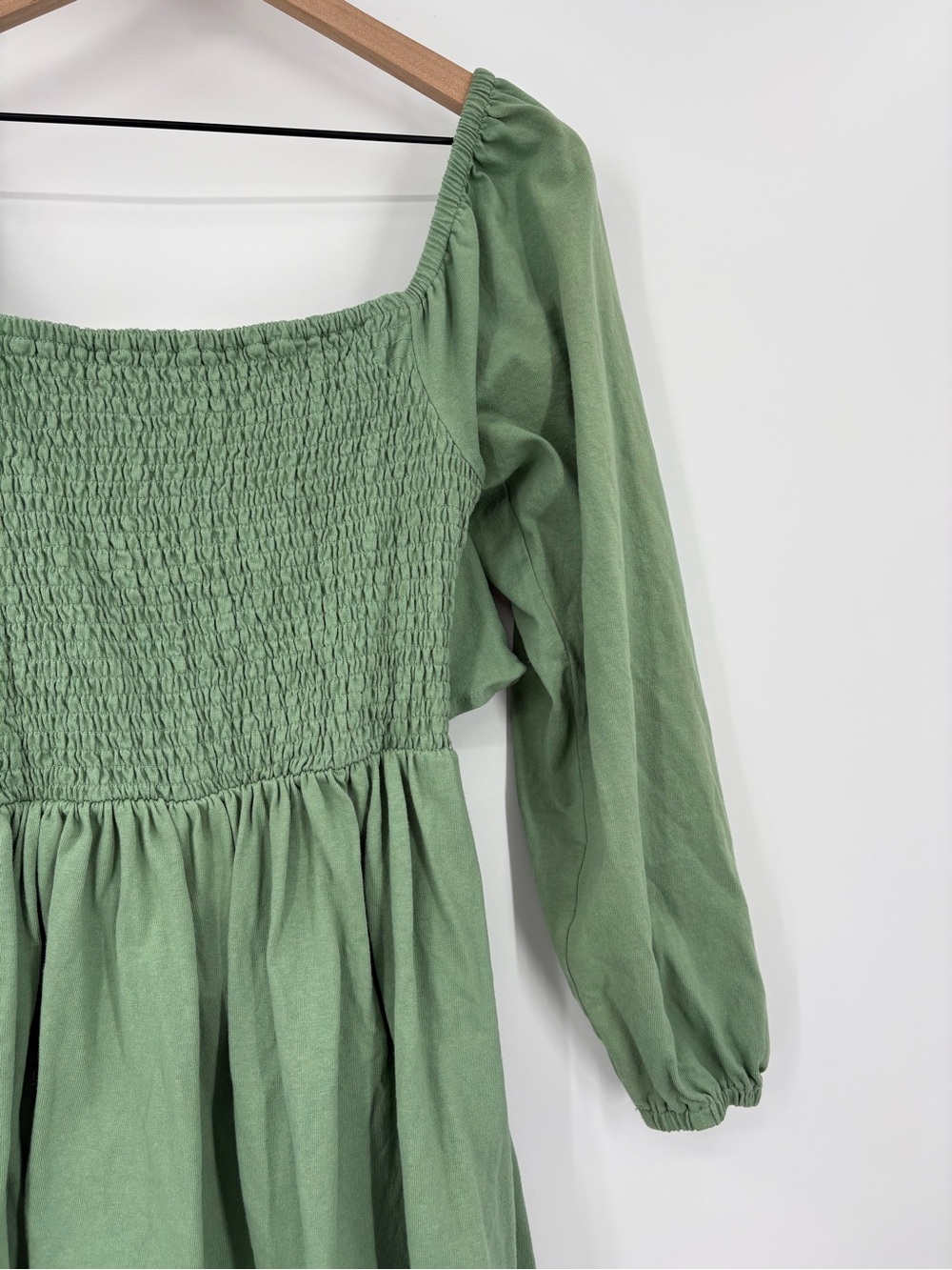 Free People/ FP Beach Colette Convertible Smocked Mini Dress Green Cotton M - Picture 6 of 11